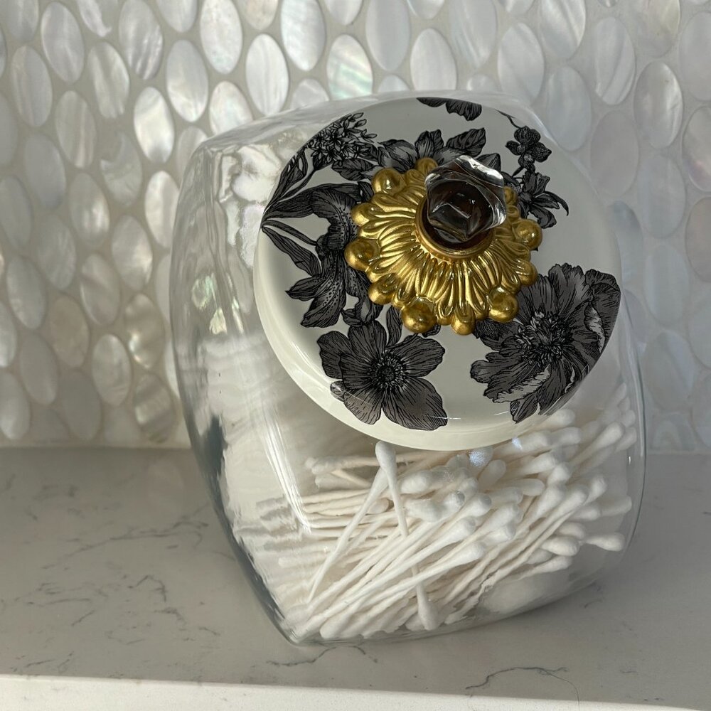 MacKenzie-Childs Sterling English Garden Sweets Jar | Glass Apothecary Canister